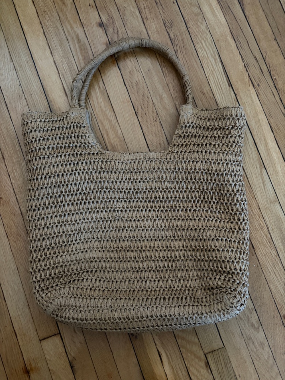Braided Straw Tote Bag in Natural Beige - Unbranded